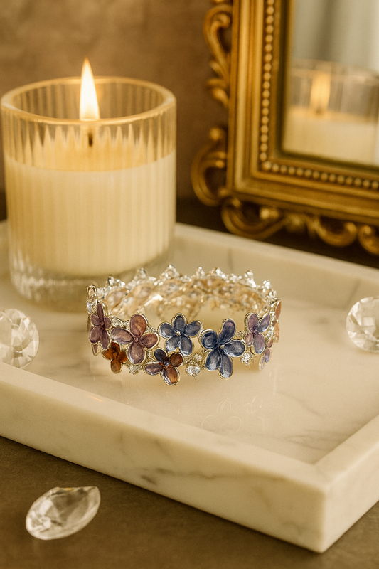 Floral Crystal Bracelet (Stretchable)