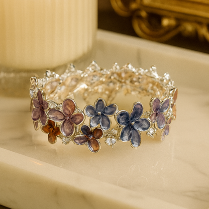Floral Crystal Bracelet (Stretchable)