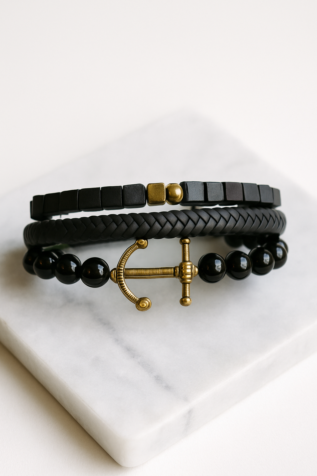 Anchor & Beaded Bracelet Set