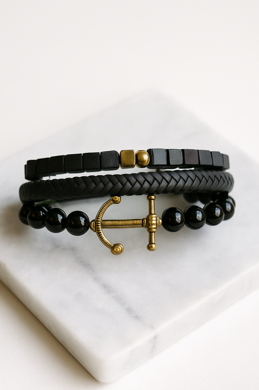Anchor & Beaded Bracelet Set