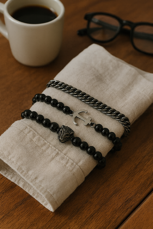 Anchor & Wolf Bracelet Set