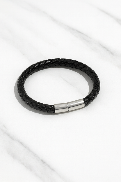 Black Braided Leather Bracelet