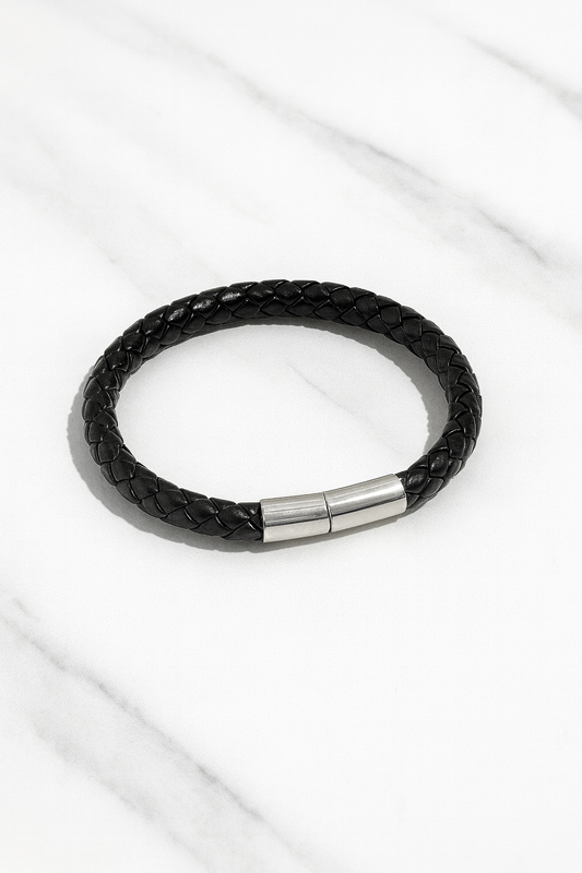 Black Braided Leather Bracelet