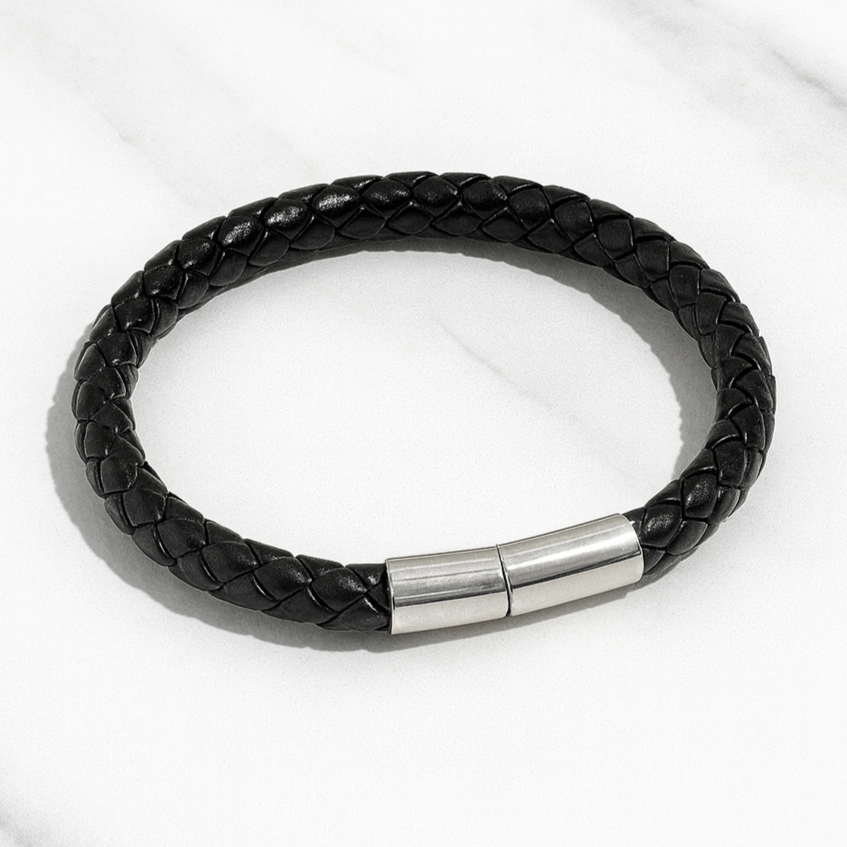 Black Braided Leather Bracelet