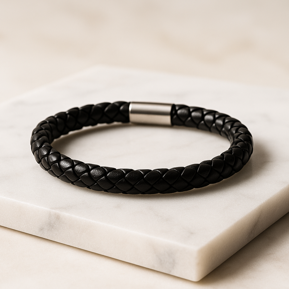 Black Braided Leather Bracelet