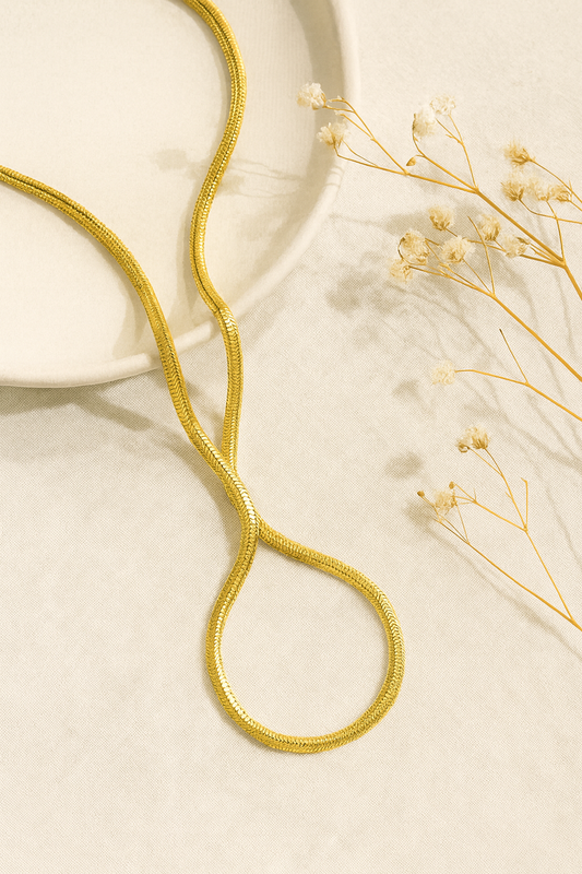 Gold Herringbone Chain Necklace