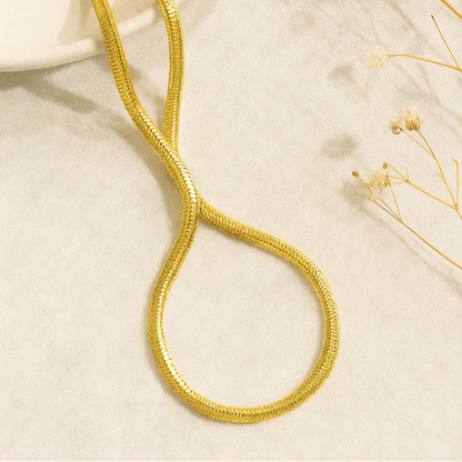 Gold Herringbone Chain Necklace