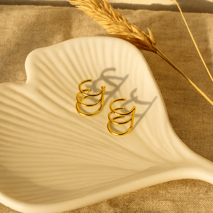 Triple Hoop Gold Earrings